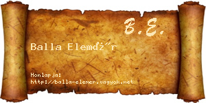 Balla Elemér névjegykártya